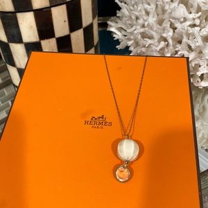 Vintage Art Deco ivory pendant with crystal droplet